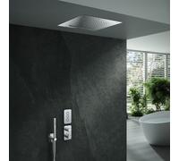 Mariner Oasy two sistema doccia con termostatico, set doccia e pannello pioggia in acciaio inox per installazione a soffitto, OASV1800-CR#Set4, Oasy cromo [Rubinetteria Bagno > Sistemi Doccia da Incas