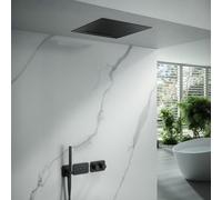 Mariner Oasy two sistema doccia con termostatico, set doccia e pannello pioggia in acciaio inox per installazione a soffitto, OAS1800-NO#Set4, Oasy nero opaco [Rubinetteria Bagno > Sistemi Doccia da I