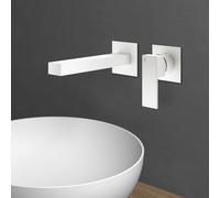 Mariner Quadra rubinetto lavabo a parete proiezione: 200 mm, incluso corpo incasso smart, QUA1111-BO+INT0055-00+BOQ0258-BO, Quadra bianco opaco [Rubinetteria Bagno > Rubinetteria Lavabo]