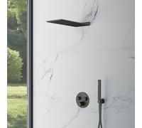 Mariner sistema doccia con termostatico Eden round incl. corpo incasso, pannello pioggia con 1 tipo di getto e set doccetta in metallo, EDE1902-GM#Set5, Eden antracite spazzolato [Rubinetteria Bagno >