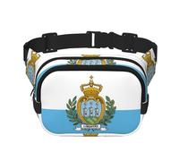 Marino Bandiera di San Marino stampa Carino Grande Nero Fanny Pack per le Donne Cross Body Marina Nylon Alla Moda Fanny Pack, nero, Taglia unica