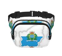 Marino Bandiera Mappa Stampa Carino Grande Nero Fanny Pack per le Donne Cross Body Marino Nylon Alla Moda Fanny Pack, nero, Taglia unica