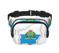 Marino Bandiera Mappa Stampa Carino Grande Nero Fanny Pack per le Donne Cross Body Marino Nylon Alla Moda Fanny Pack, nero, Taglia unica