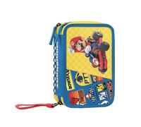 Franco Cosimo Panini MARIO KART - Astuccio Scuola Ufficiale Mario Kart, Astuccio 3 Scomparti Bambino e Bambina con Set Cancelleria, Penna Cancellabile Blu e Pratica Chiusura a Zip, 20x13Hx7 cm