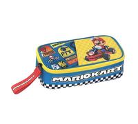 MARIO KART - Astuccio Scuola Ufficiale Mario Kart, Astuccio Ovale per Bambini, Ideale per Riporre la Cancelleria, con Divisorio Interno con Passanti Elastici e Pratica Chiusura a Zip, 22x7,5Hx11 cm