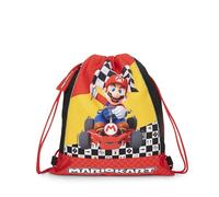 MARIO KART - Sacca Coulisse Ufficiale Mario Kart, Compatta e Versatile, Retro in Rete e Tasca Chiusa con Zip, Ideale per Palestra, Scuola, Viaggi, Portamerenda, Idea Regalo Bambini, 34x42 cm, Rosso