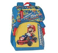 MARIO KART - Zaino Scuola Ufficiale Mario Kart, Zaino Estensibile, 2 Ampi Vani, Tasche Frontali con Zip, Tasche Laterali in Rete, Spallacci Regolabili Imbottiti, 29 x 41H x 13,5+9 cm