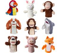 Marionetta a mano di animali come cane, scimmia, gorilla, squalo, volpe, maiale, orso, orsacchiotto, coniglio, pappagallo, con bocca mobile, giocattolo educativo per asilo nido in peluche Scimmia,Papp
