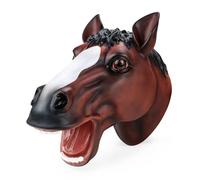 Marionetta da mano a forma di testa di animale, per cosplay, feste, divertimento, costumi interattivi, giochi (cavallo rosso)