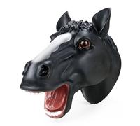 Marionetta da mano a forma di testa di animale, per cosplay, feste, divertimento, costumi interattivi, giochi (cavallo nero)