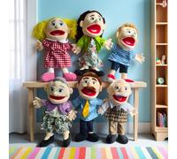Marionette a mano per narrazioni familiari, morbidi pupazzi interattivi in peluche per il gioco di ruolo per bambini, marionette a mano con bocca mobile, marionette a figura intera per l'educazione fa