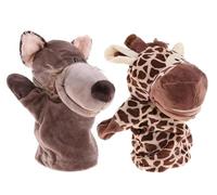 Marionette Giraffa E Wolf per bambini con bocca mobile Materiale morbido peluche, per i bambini Promuove la creatività e la comunicazione I