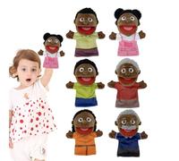 Marionette per famiglie - Set nero da 6 pezzi | Burattini per la casa della scuola, burattini multiculturali da 28 cm con bocca mobile per bambini, ragazze, ragazzi, narrazione di storie, giochi di ru