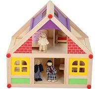 Marionette Wooden Toys - Casa delle bambole in legno con mobili e bambole - 11 pezzi