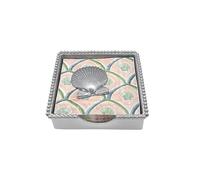 MARIPOSA 2741-C - Set portatovaglioli con perline e conchiglie, 100% alluminio riciclato, argento