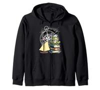 maritim bambini bambino ragazza ragazzi rana barca bussola viaggio Felpa con Cappuccio