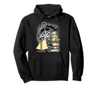 maritim bambini bambino ragazza ragazzi rana barca bussola viaggio Felpa con Cappuccio