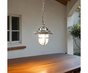 Maritime - Lampada a sospensione IP54, in ottone e vetro scanalato, resistente alle intemperie, per esterni, terrazza, balcone, casa