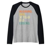 Marito papà 30 Anno Vecchio Leggenda 30 ° Compleanno retrò Vintage Maglia con Maniche Raglan