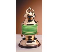 Marittimo Lampada da Tavolo Verde IN Ottone Vetro H:27,5cm Lanterna Antico