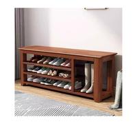 MARIYCH Panca portascarpe Panca portascarpe in legno Panca da ingresso in legno massello rustico Panca organizer per scarpe a 4 livelli per camera da letto, soggiorno, corridoio
