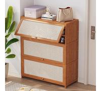 MARIYCH Scarpiera in legno di rattan con cassetti pieghevoli, scarpiera stretta per ingresso corridoio soggiorno, marrone
