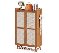 MARIYCH Scarpiera in rattan per ingresso, grande scarpiera nascosta a 5/7 ripiani con ante ventilate, marrone/nero/grigio