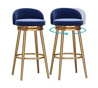 MARIYCH Set di 2 sgabelli da bar, sedie da bar girevoli a 360° con rivestimento in velluto, poggiapiedi dorato, sedia per la colazione per il bancone della cucina, blu