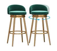 MARIYCH Set di 2 sgabelli da bar, sedie da bar girevoli a 360° con rivestimento in velluto, poggiapiedi dorato, sedia per la colazione per il bancone della cucina, verde
