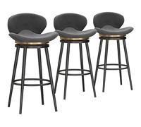 MARIYCH Set di 3 sgabelli da bar girevoli a 360°, sedia da pranzo moderna in velluto per isola cucina, pub, sedie da bar alte fino al bancone con schienale e poggiapiedi in metallo, grigio, altezza