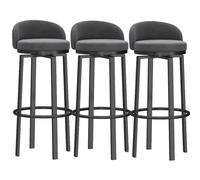 MARIYCH Set di 3 sgabelli da bar imbottiti, sgabelli da bar imbottiti moderni, sgabelli girevoli alti fino al bancone, sgabelli da isola per cucina con struttura nera, grigi, 25,6 pollici
