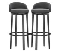 MARIYCH Sgabelli da bar girevoli a 360°, set di 2 sedie da bar rotonde imbottite con poggiapiedi nero, sedia da colazione da cucina, sedia da pranzo con poggiapiedi in metallo per sala da pranzo, cu