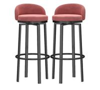 MARIYCH Sgabelli da bar girevoli a 360°, set di 2 sedie da bar rotonde imbottite con poggiapiedi nero, sedia da colazione da cucina, sedia da pranzo con poggiapiedi in metallo per sala da pranzo, cu