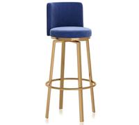 MARIYCH Sgabelli da Bar Girevoli ad Altezza Bancone Set di 1/2/3/4 Sedie da Bar Moderne Imbottite con Schienale Sedie da Isola for bancone della Cucina/Pub, Blu(1 PCS 75cm,Gold Leg)