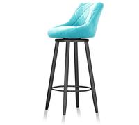 MARIYCH Sgabelli da bar girevoli per bancone, set da 1, sgabelli da cucina imbottiti in velluto con schienale, base in metallo nero per banconi e isole della cucina, azzurro, 75 cm
