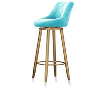 MARIYCH Sgabelli da bar girevoli per bancone, set da 1, sgabelli da cucina imbottiti in velluto con schienale, base in metallo dorato per banconi e isole della cucina, azzurro, 65 cm