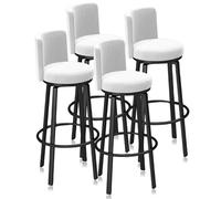 MARIYCH Sgabelli Da Bar Girevoli Set Di 1/2/3/4,Sedie Da Bar Da Cucina, Sgabello Moderno Imbottito In Velluto Contro Altezza for Bancone Della Cucina Isola, Bianco(4 PCS 65cm,Black Leg)