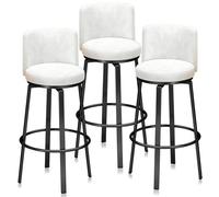 MARIYCH Sgabelli Da Bar Girevoli Set Di 1/2/3/4,Sedie Da Bar Da Cucina, Sgabello Moderno Imbottito In Velluto Contro Altezza for Bancone Della Cucina Isola, Bianco(3 PCS 65cm,Black Leg)