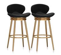 MARIYCH Sgabelli da bar in velluto alti fino al bancone, sedie da pranzo girevoli, sgabelli imbottiti moderni per isola cucina, caffetteria, bar, bancone, sala da pranzo, neri, 2 pezzi, altezza 25,6