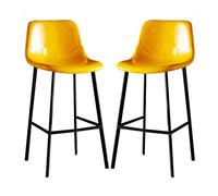 MARIYCH Sgabelli da bar moderni, sgabelli da cucina, sedie per la colazione, set da 2, per la colazione e la sala da pranzo, isola in similpelle con schienale e gambe in metallo, giallo, altezza sed