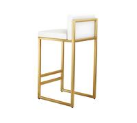MARIYCH Sgabello da bar in velluto con schienale, sedia per la colazione per bancone della cucina, sgabello alto imbottito moderno con gambe dorate per sala da pranzo, cucina, pub, 29,5'' H, bianco