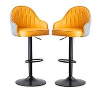 MARIYCH Sgabello da bar Sgabelli da bar Sedie da bar Sgabello girevole regolabile in altezza Set di 2 Sedile in similpelle PU Struttura in metallo nero (altezza seduta gialla 78 cm)