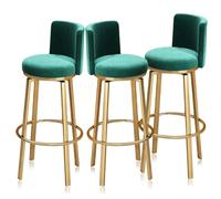 MARIYCH Tabourets de bar pivotants Ensemble de 1/2/3/4, tabourets de hauteur de comptoir avec dossier, chaise d'îlot de cuisine en velours, chaise de bar pivotante à 360°(Green 3PCS,65cm(25.6"))