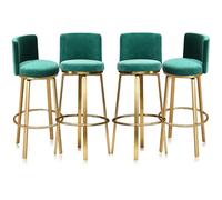 MARIYCH Tabourets de bar pivotants Ensemble de 1/2/3/4, tabourets de hauteur de comptoir avec dossier, chaise d'îlot de cuisine en velours, chaise de bar pivotante à 360°(Green 4 PCS,75cm(29.5"))