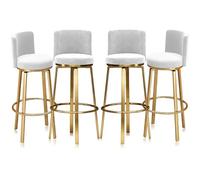 MARIYCH Tabourets de bar pivotants Ensemble de 1/2/3/4, tabourets de hauteur de comptoir avec dossier, chaise d'îlot de cuisine en velours, chaise de bar pivotante à 360°(White 4 PCS,75cm(29.5"))