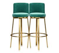 MARIYCH Tabourets de bar pivotants Ensemble de 1/2/3/4, tabourets de hauteur de comptoir avec dossier, chaise d'îlot de cuisine en velours, chaise de bar pivotante à 360°(Green 2 PCS,75cm(29.5"))