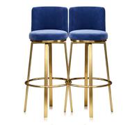 MARIYCH Tabourets de bar pivotants Ensemble de 1/2/3/4, tabourets de hauteur de comptoir avec dossier, chaise d'îlot de cuisine en velours, chaise de bar pivotante à 360°(Blue 2 PCS,75cm(29.5"))