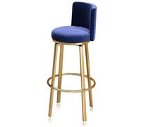 MARIYCH Tabourets de bar pivotants Ensemble de 1/2/3/4, tabourets de hauteur de comptoir avec dossier, chaise d'îlot de cuisine en velours, chaise de bar pivotante à 360°(Blue 1 PCS,75cm(29.5"))