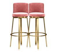 MARIYCH Tabourets de bar pivotants Ensemble de 1/2/3/4, tabourets de hauteur de comptoir avec dossier, chaise d'îlot de cuisine en velours, chaise de bar pivotante à 360°(Pink 2 PCS,65cm(25.6"))