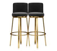 MARIYCH Tabourets de bar pivotants Ensemble de 1/2/3/4, tabourets de hauteur de comptoir avec dossier, chaise d'îlot de cuisine en velours, chaise de bar pivotante à 360°(Black 2 PCS,75cm(29.5"))